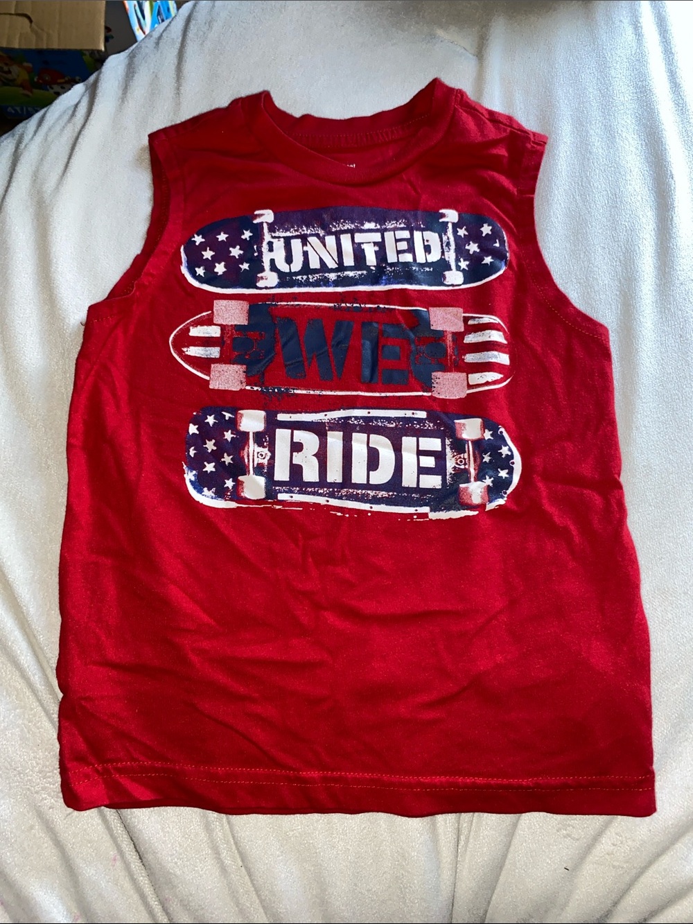 Red Boys' Sleeveless Skateboard Graphic Tank Top